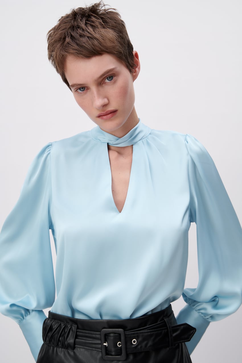 TIED SATIN BLOUSE